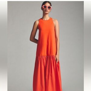 Maeve Vibrant Orange Sleeveless Midi Dress
